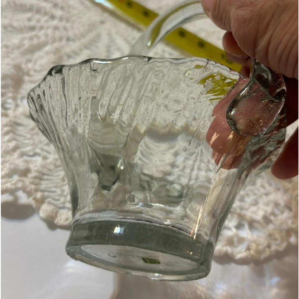 Vintage Blown Glass Basket Made in Mexico